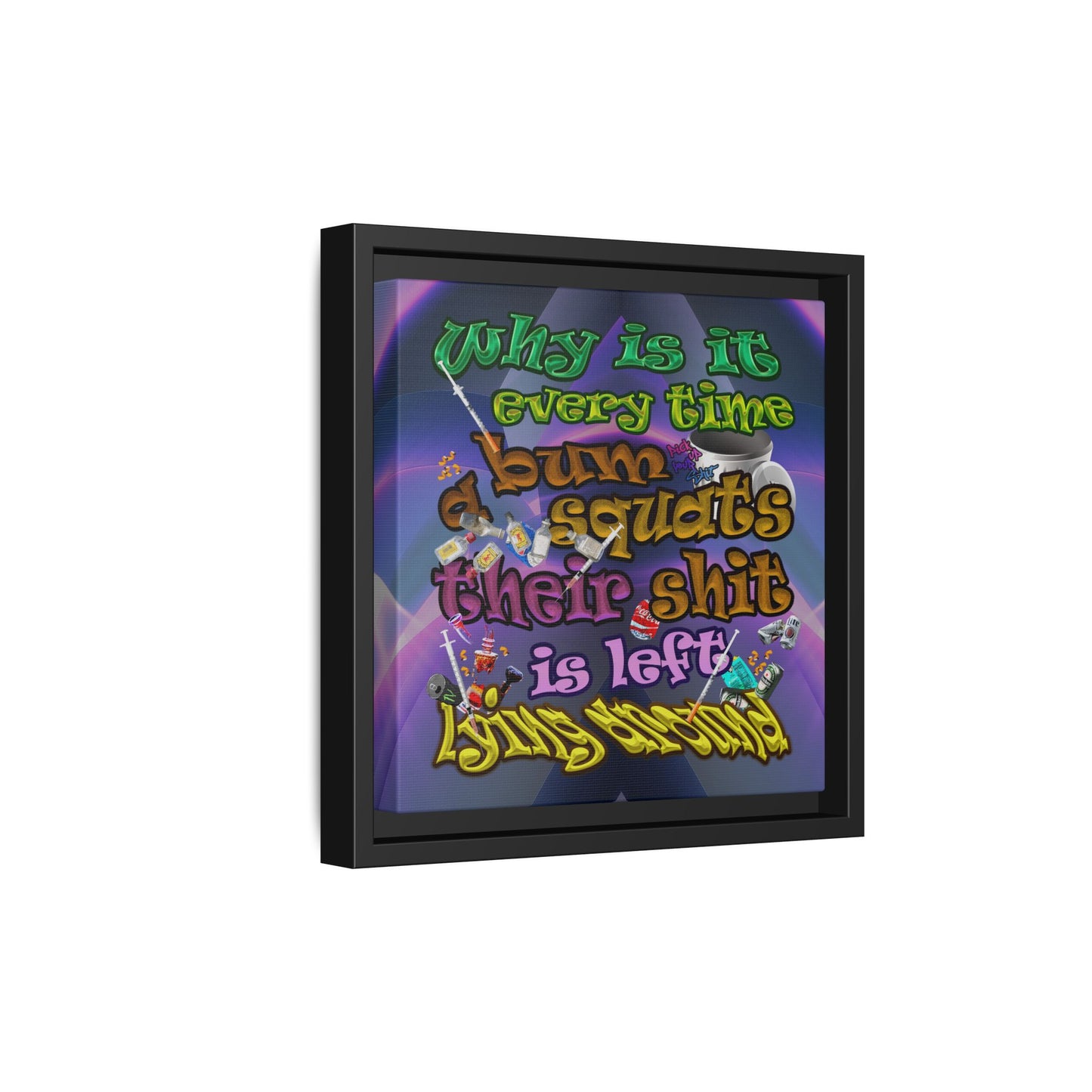 the bum's shit - framed canvas art (grey-pink wave)