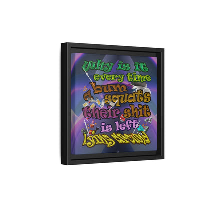 the bum's shit - framed canvas art (grey-pink wave)