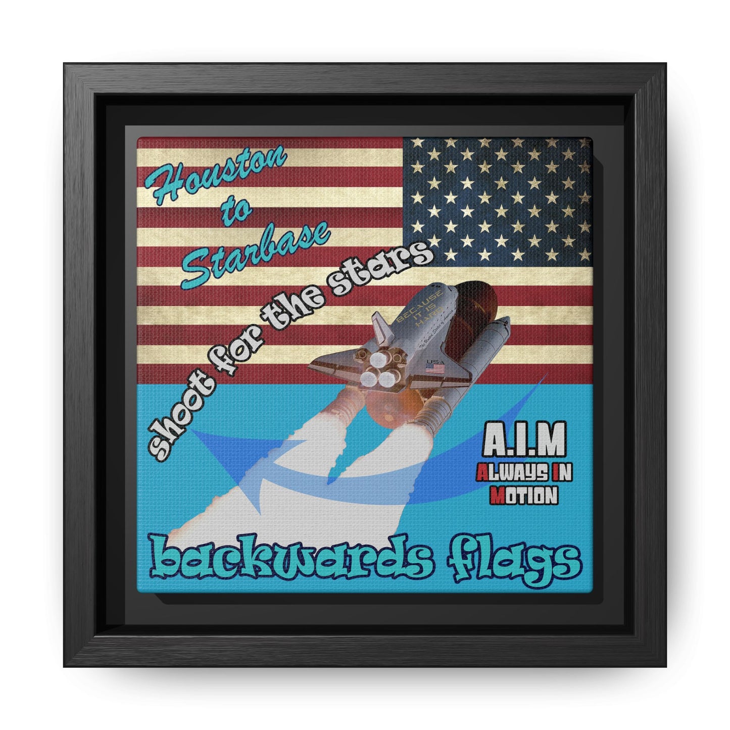 shoot for the stars - framed canvas art (turquoise)