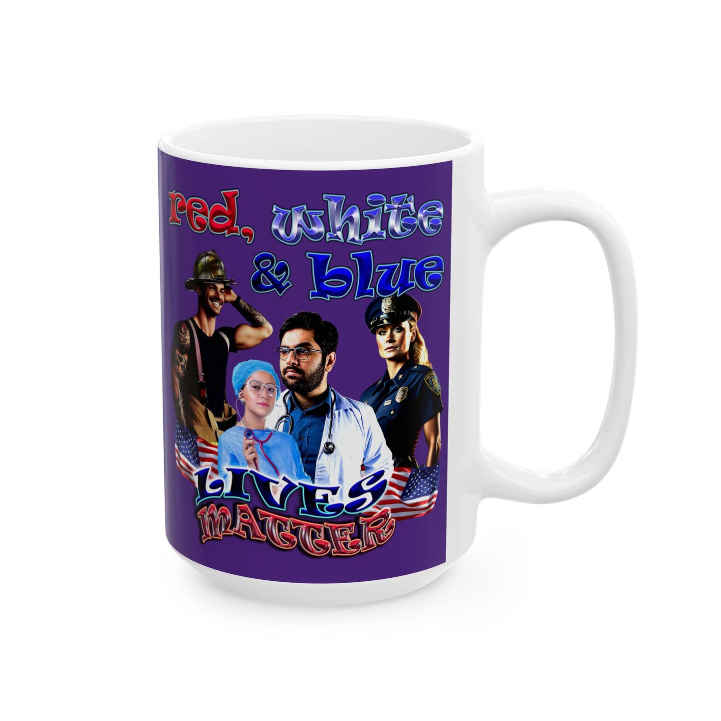 rw&b lives matter - White Mug (purple)