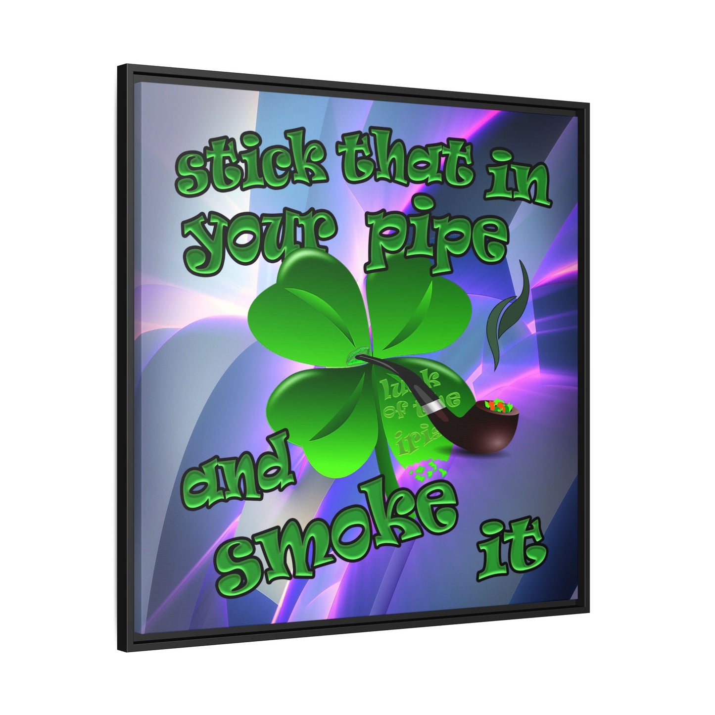 stick that in your pipe and smoke it - framed canvas art (grey-pink wave)
