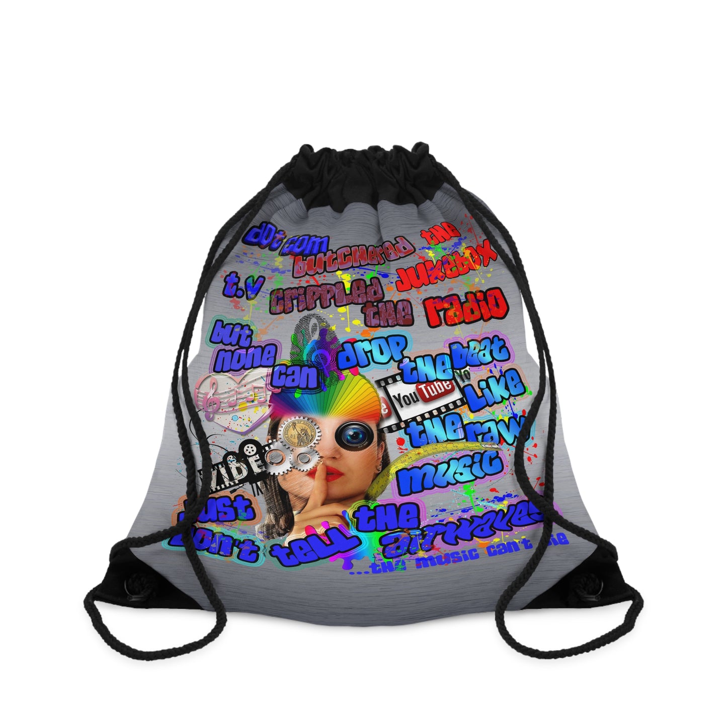 drop the beat - Drawstring Bag (brushed nickel)