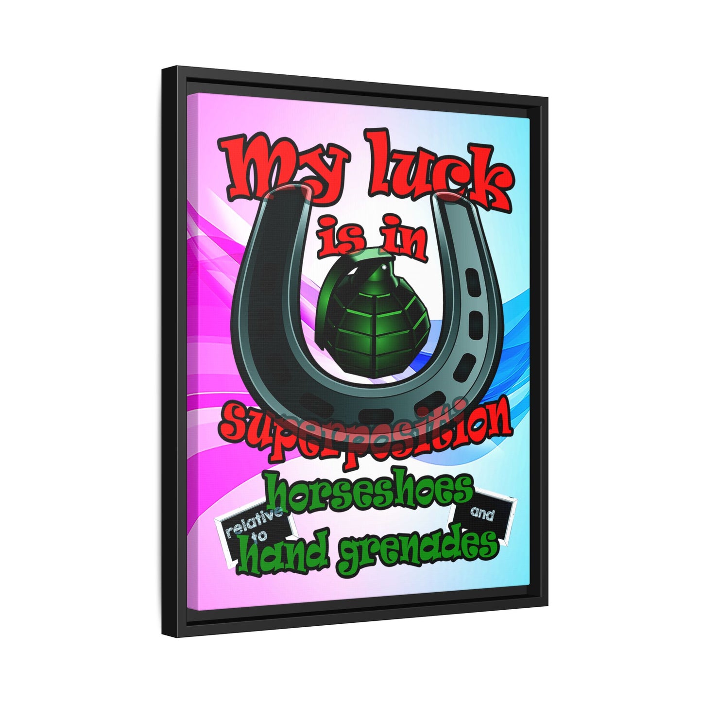 my luck - framed canvas art (light blue-pink wave)