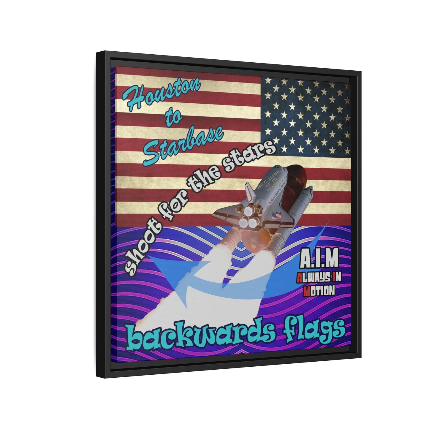 shoot for the stars - framed canvas art (purple wave)