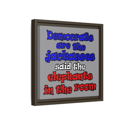 donkeys and elephants - framed canvas art (grey)