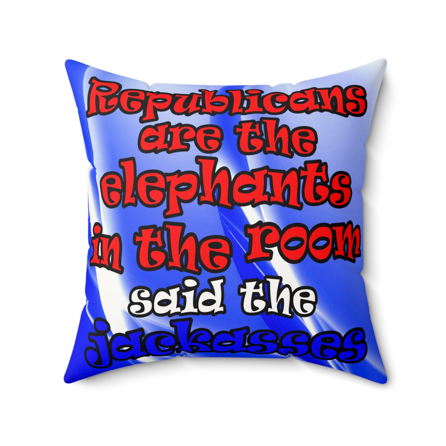 donkeys and elephants - Faux Suede Square Pillow - (blue-white wave)