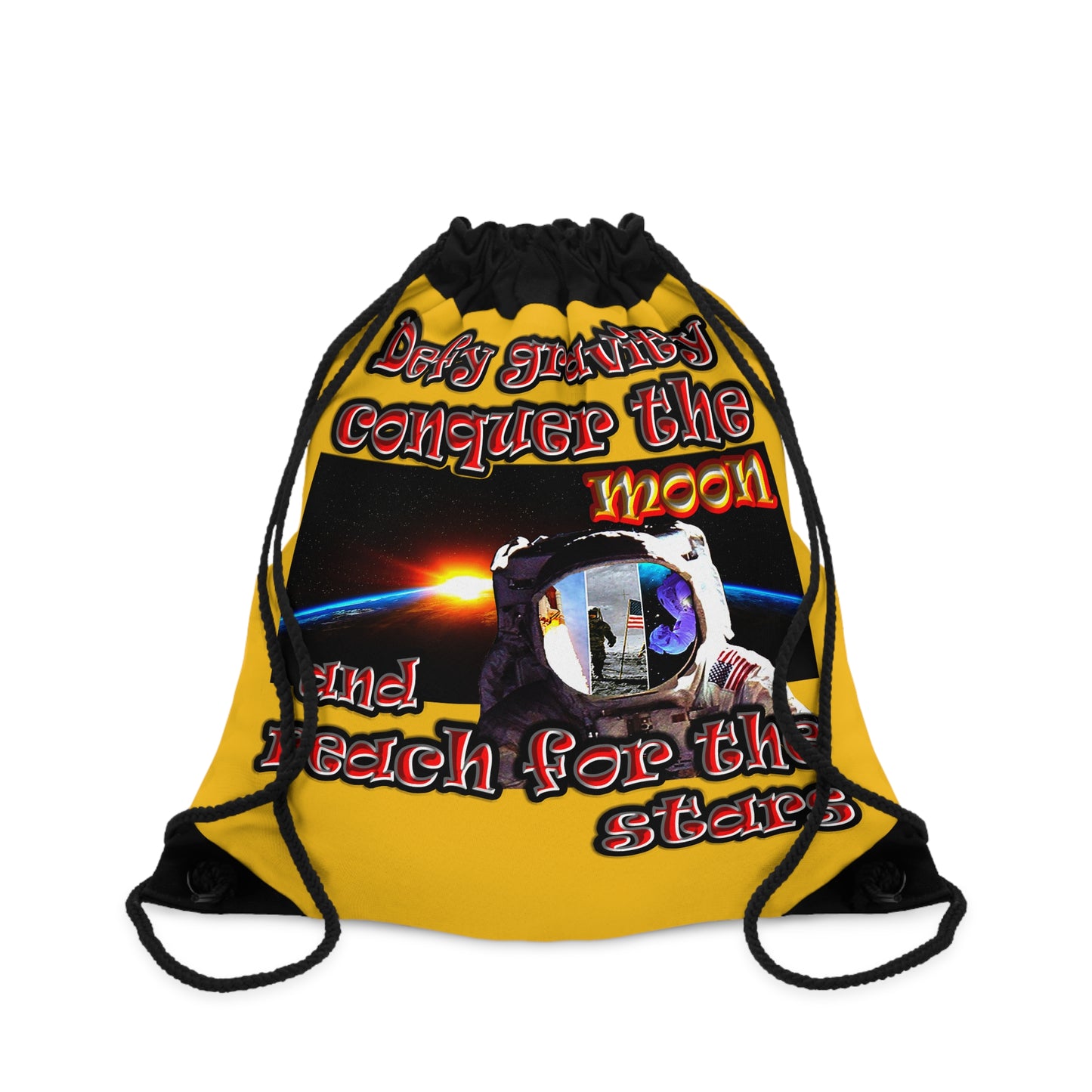 defy conquer reach - Drawstring Bag (yellow)
