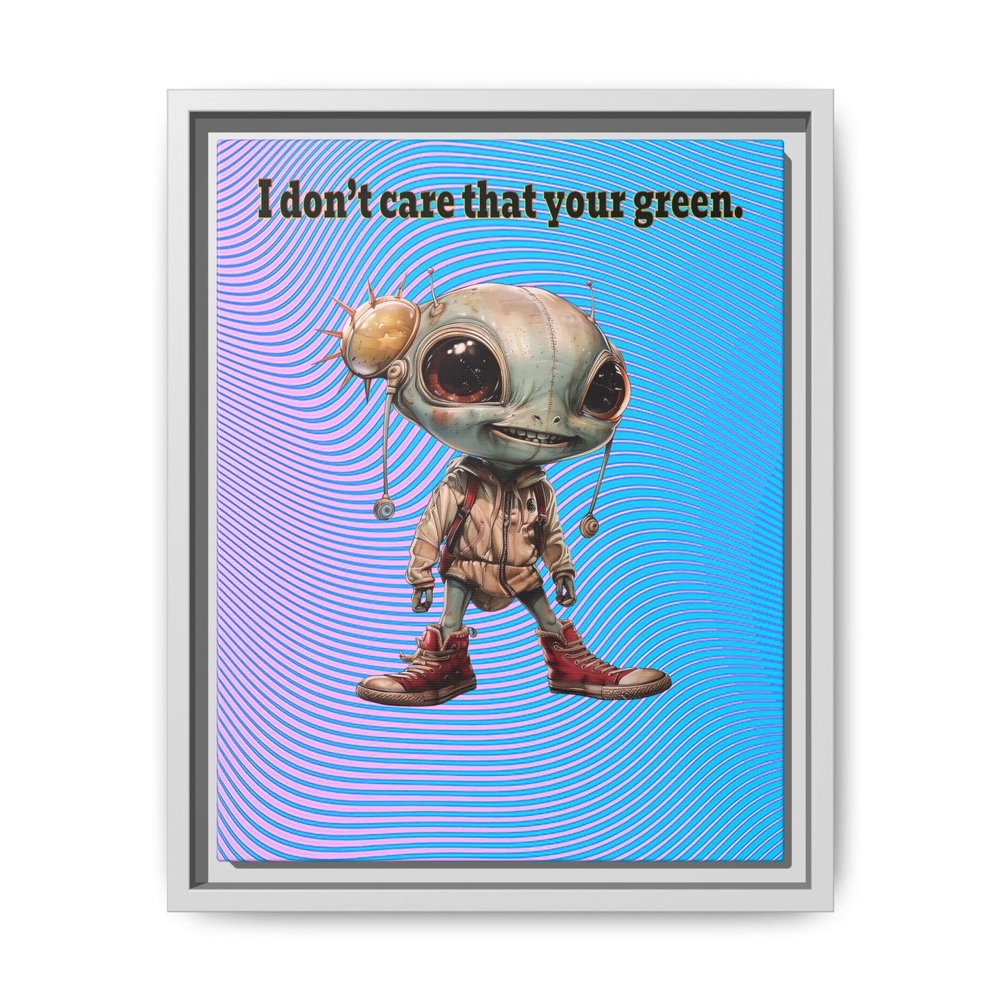 I don't care that your green - framed canvas art (light blue-purple wave)