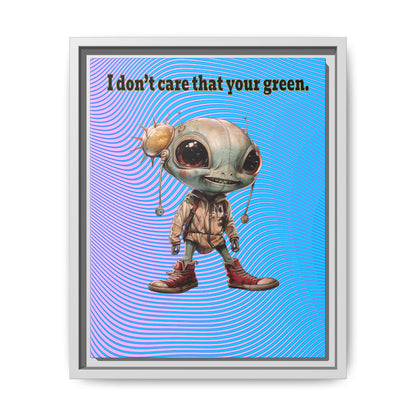 I don't care that your green - framed canvas art (light blue-purple wave)