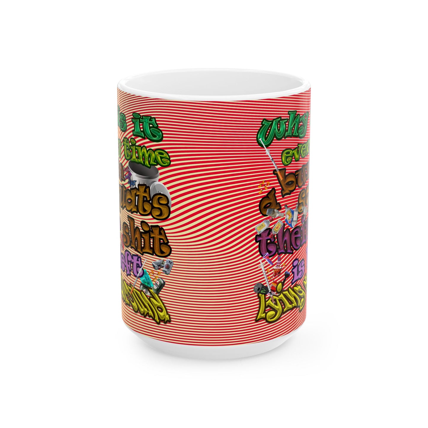 the bum's shit - White Mug (yellow-orange wave)