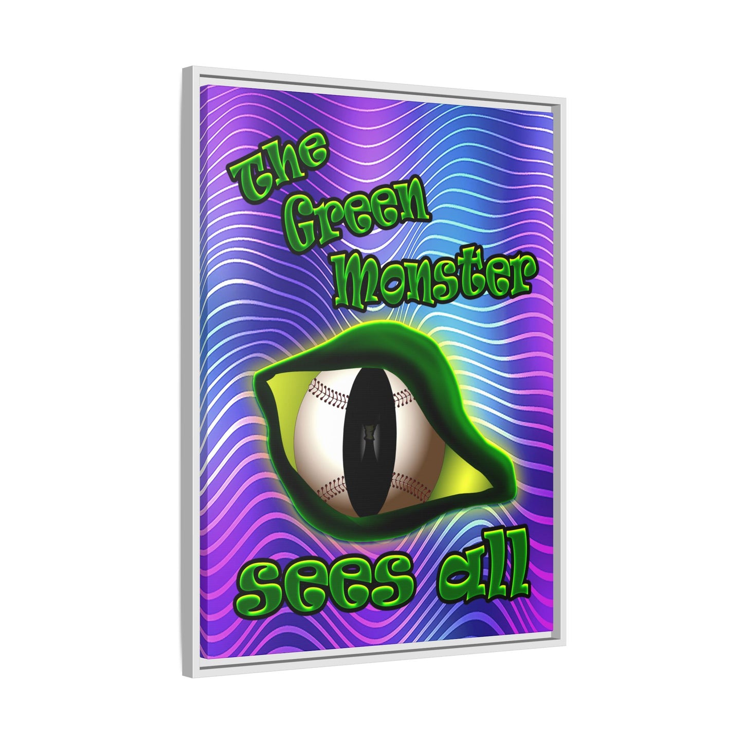 green monster - framed canvas art (purple wave)