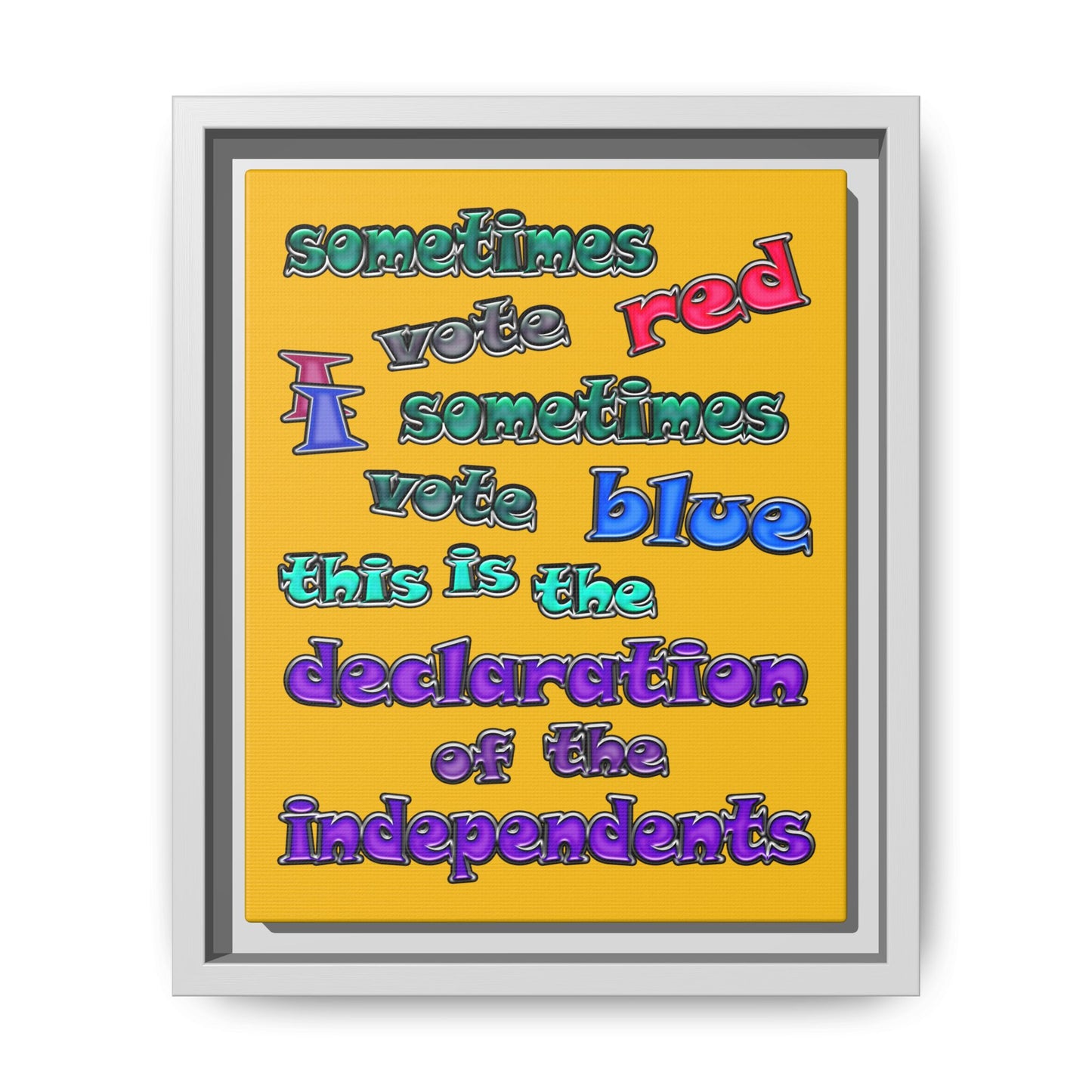 declaration of the independents - framed canvas art (yellow)
