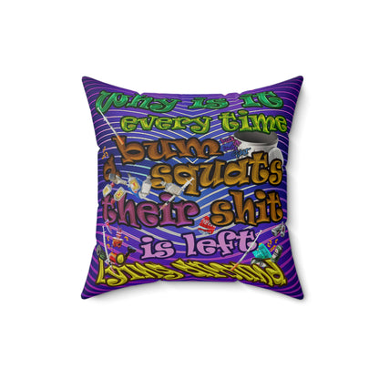 the bum's shit - Faux Suede Square Pillow - (purple wave)