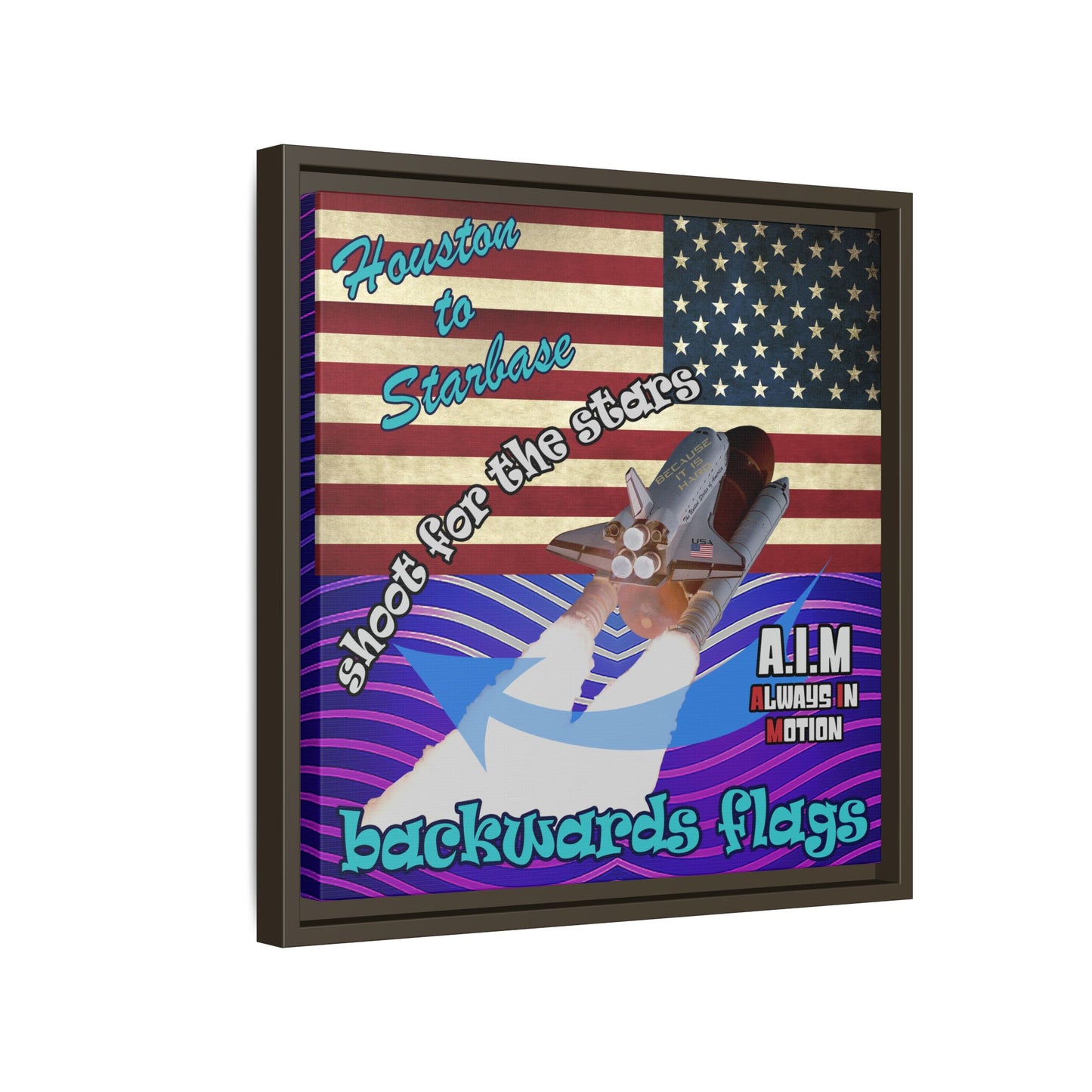 shoot for the stars - framed canvas art (purple wave)