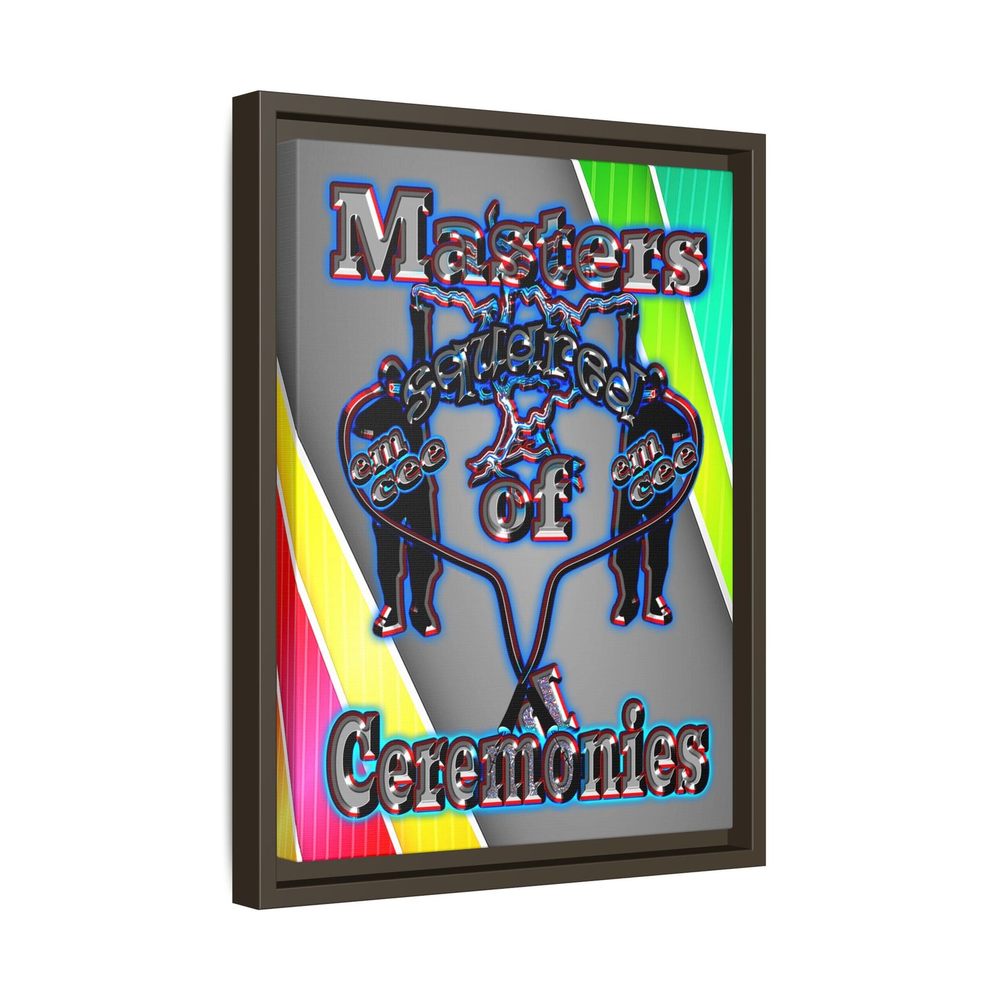 em cee squared - framed canvas art (rainbow split)