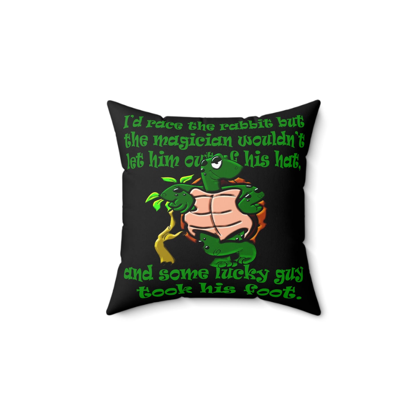 turtle race - Spun Polyester Square Pillow - (black)