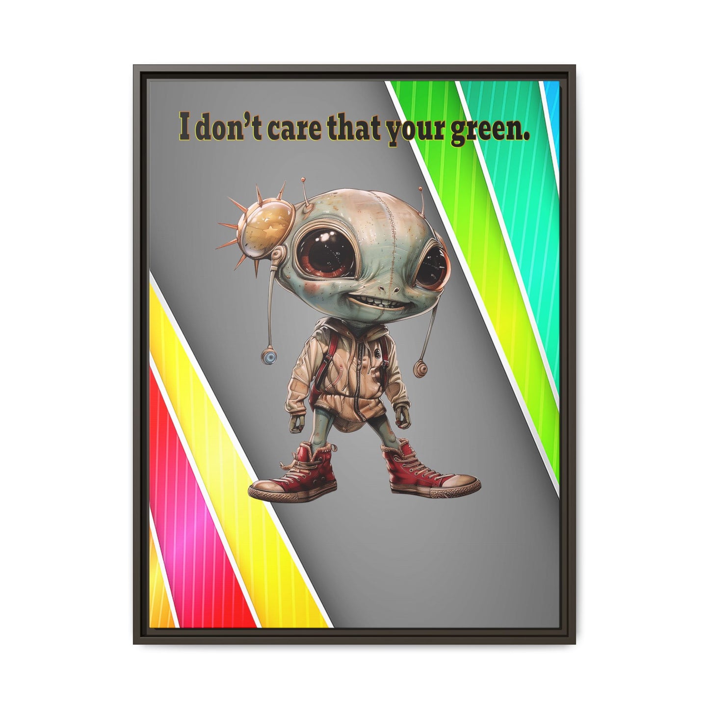 I don't care that your green - framed canvas art (rainbow split)