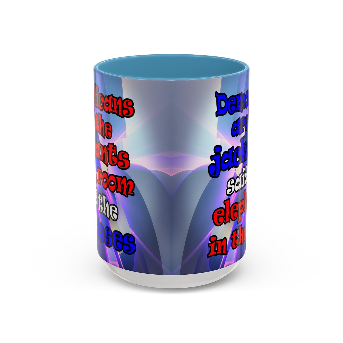 donkeys and elephants - Accent Mug (grey-pink wave)