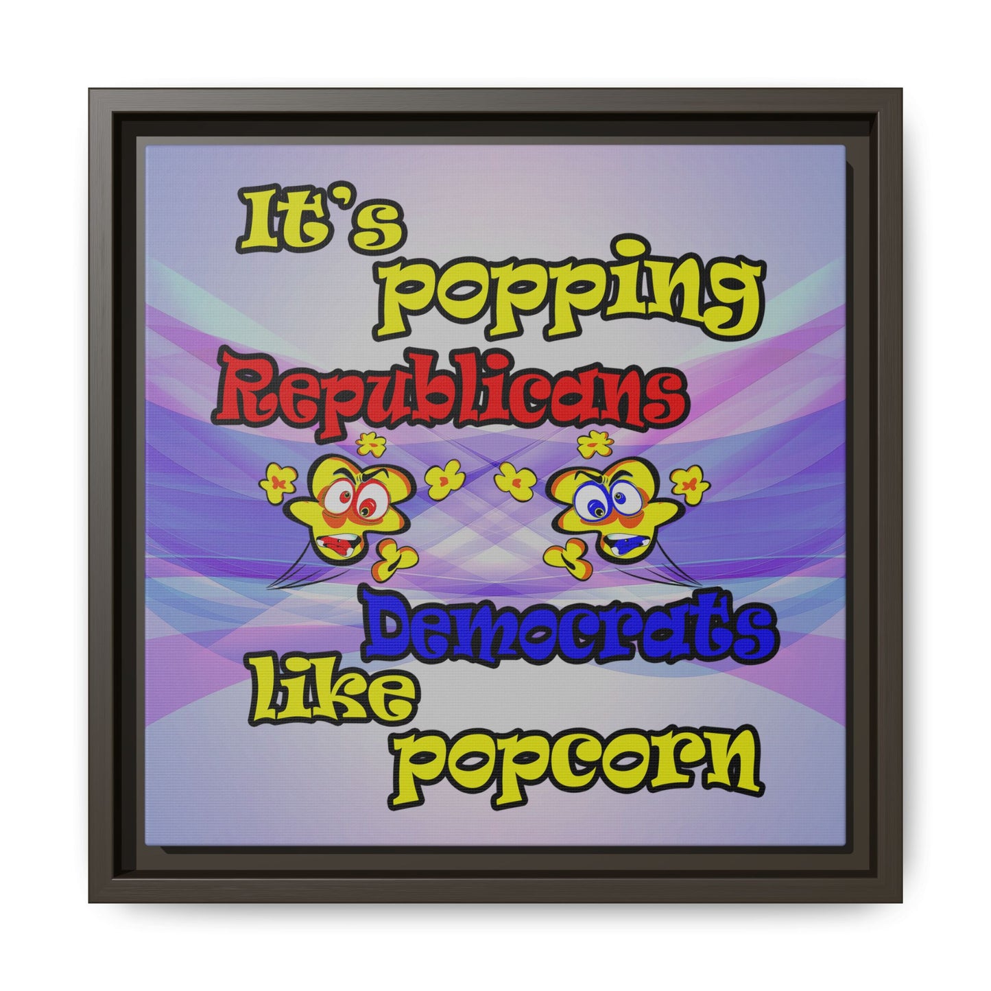 popping like popcorn - framed canvas art (light blue-pink wave)