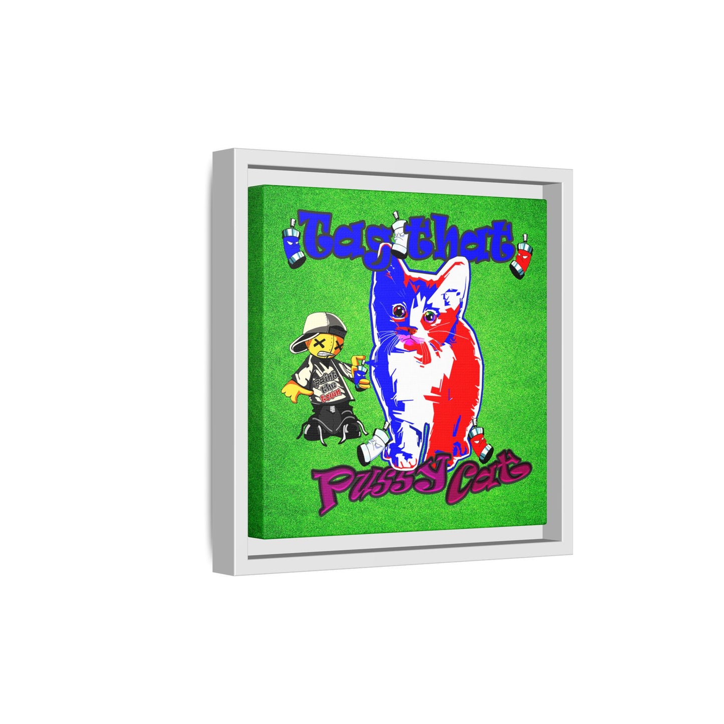 tag that - framed canvas art (green turf)