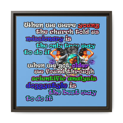 doggystyle - framed canvas art (light blue)