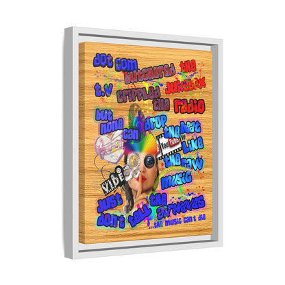 drop the beat - framed canvas art (butterscotch wood finish)