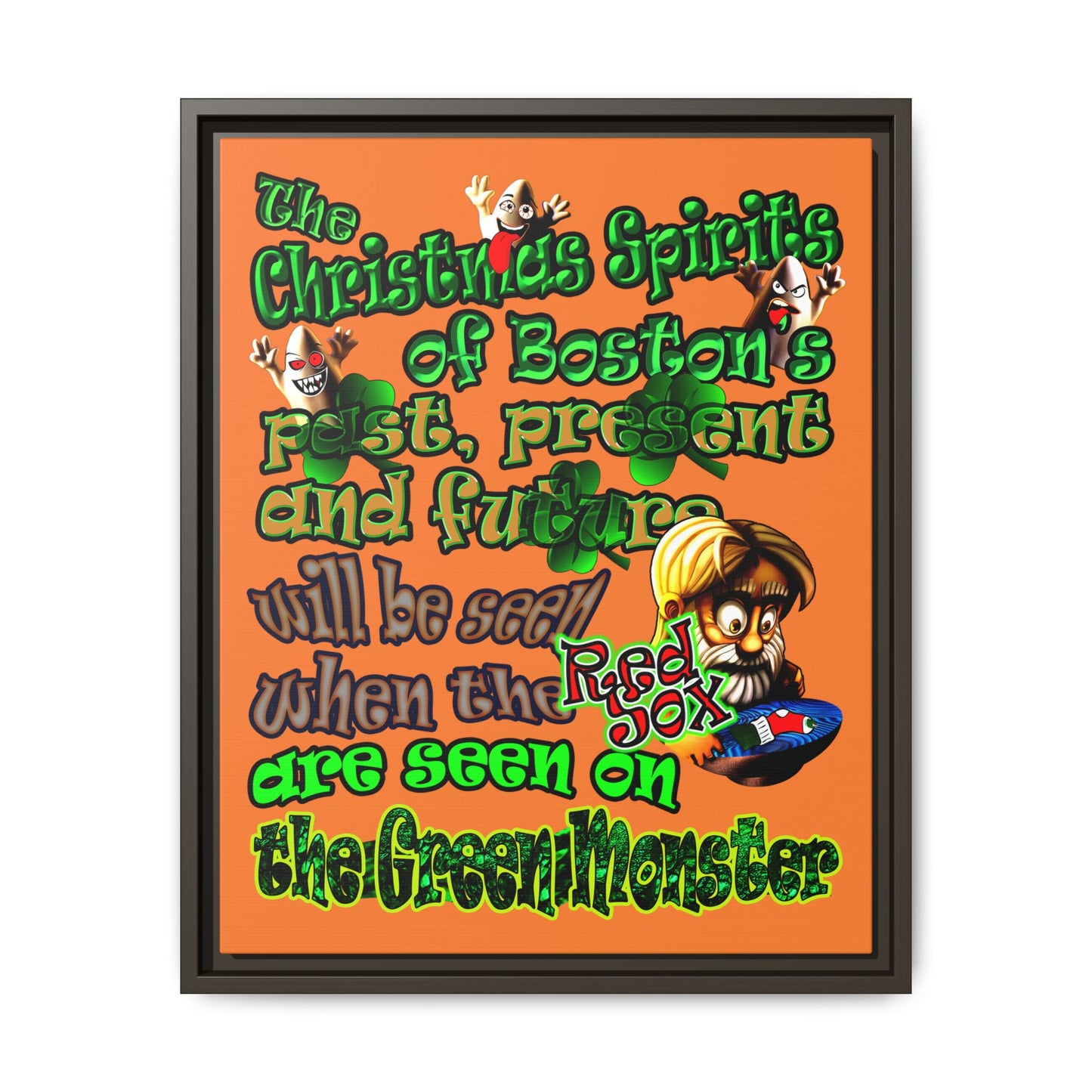 christmas spirits of boston - framed canvas art (crusta)