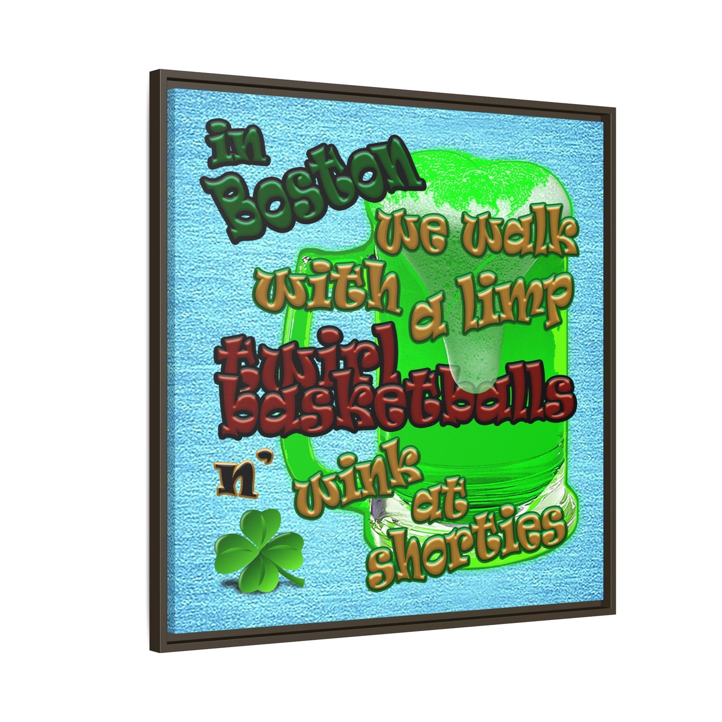 celtics logo - framed canvas art (faded blue)