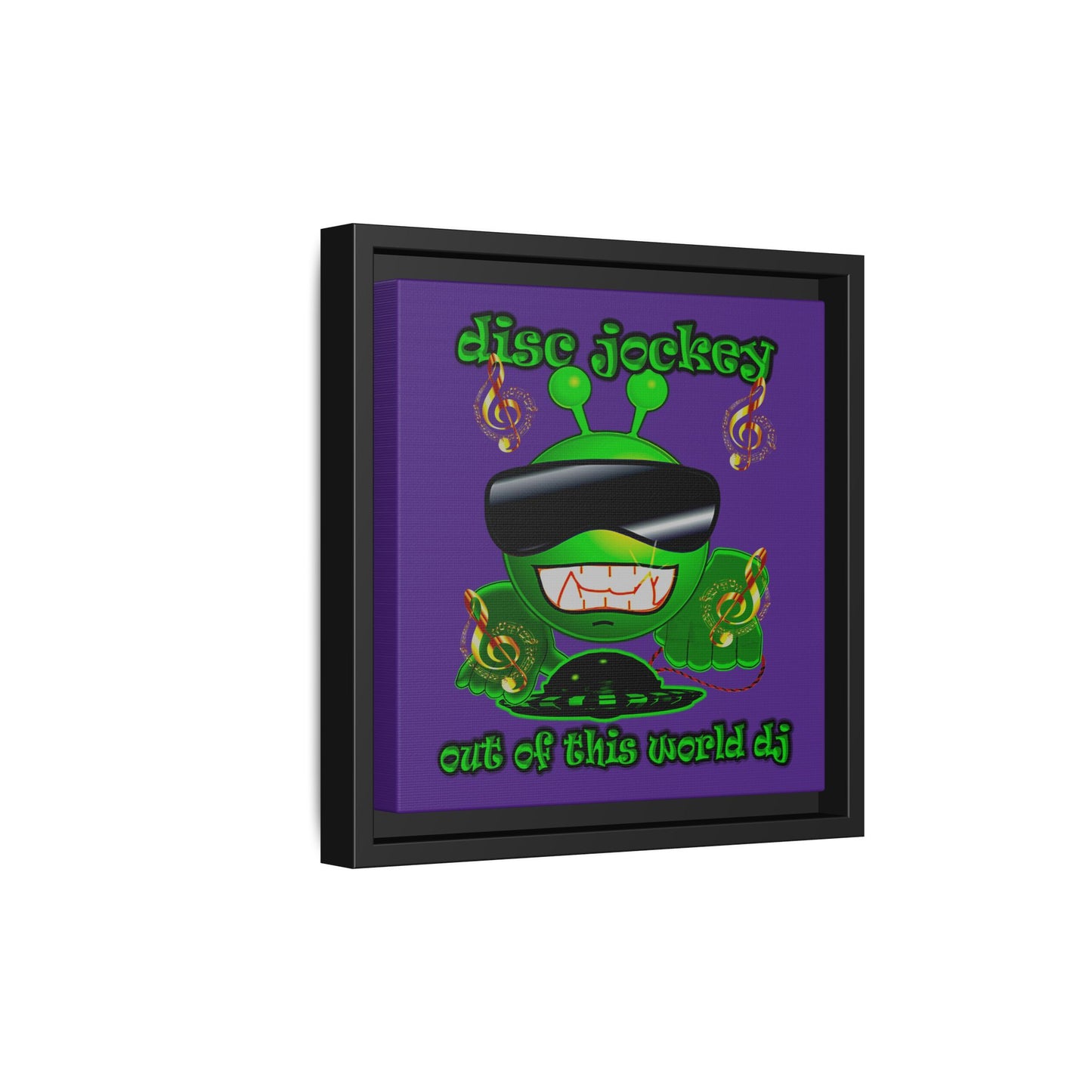 disc jockey - framed canvas art (purple)