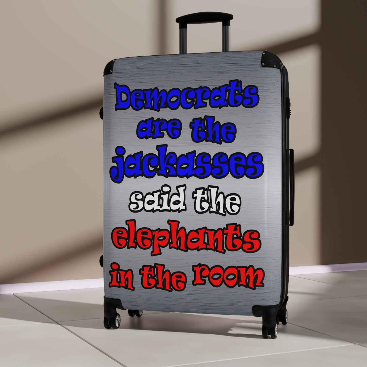 donkeys and elephants - Suitcase (brushed nickel)