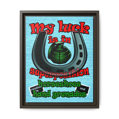 my luck - framed canvas art (faded blue)