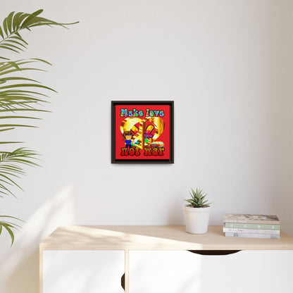 love peace - framed canvas art (red)