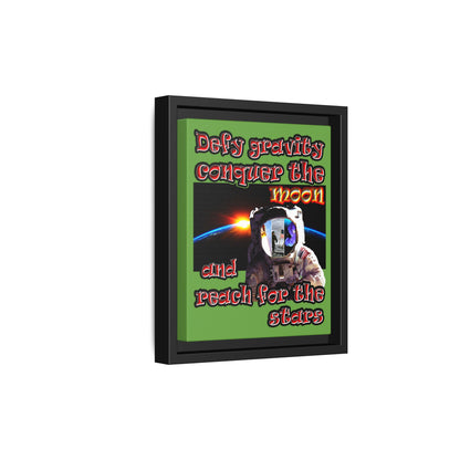 defy conquer reach - framed canvas art (green)