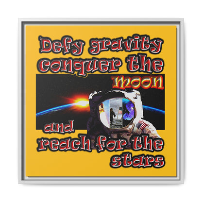 defy conquer reach - framed canvas art (yellow)