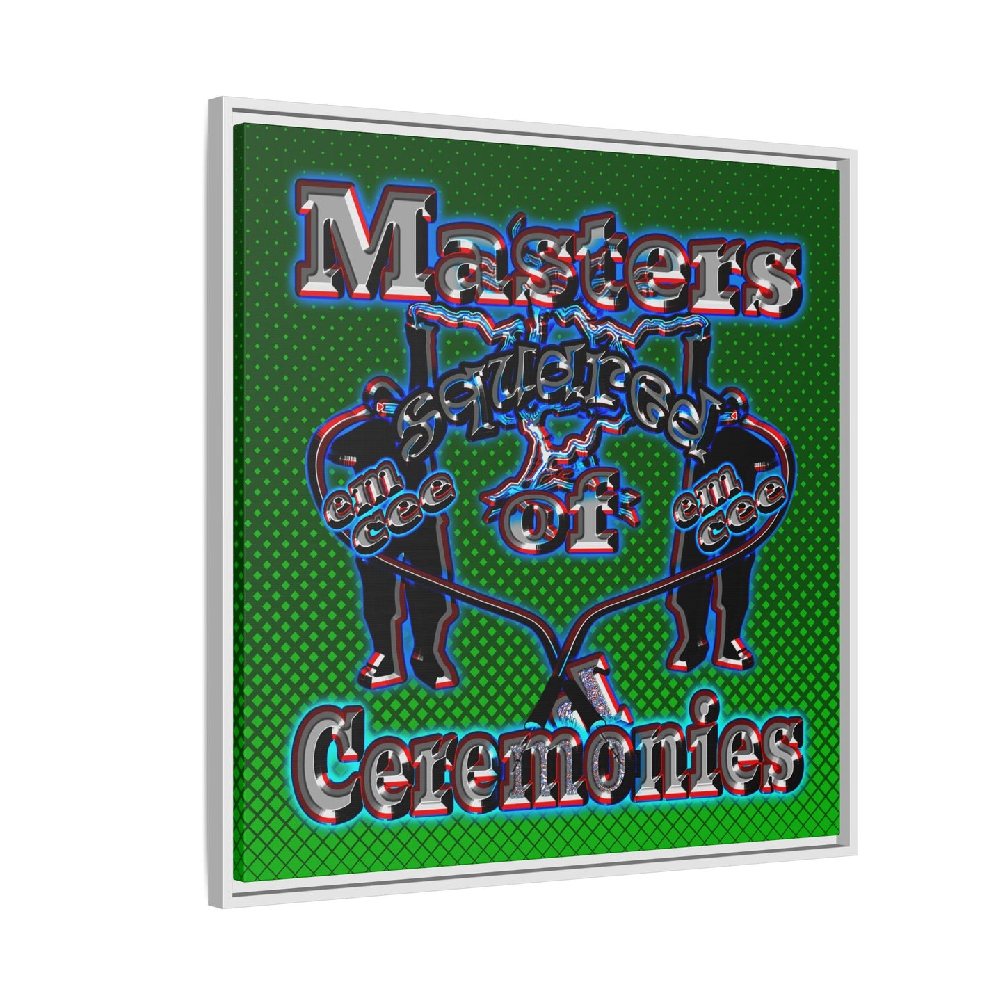 em cee squared - framed canvas art (logo green)