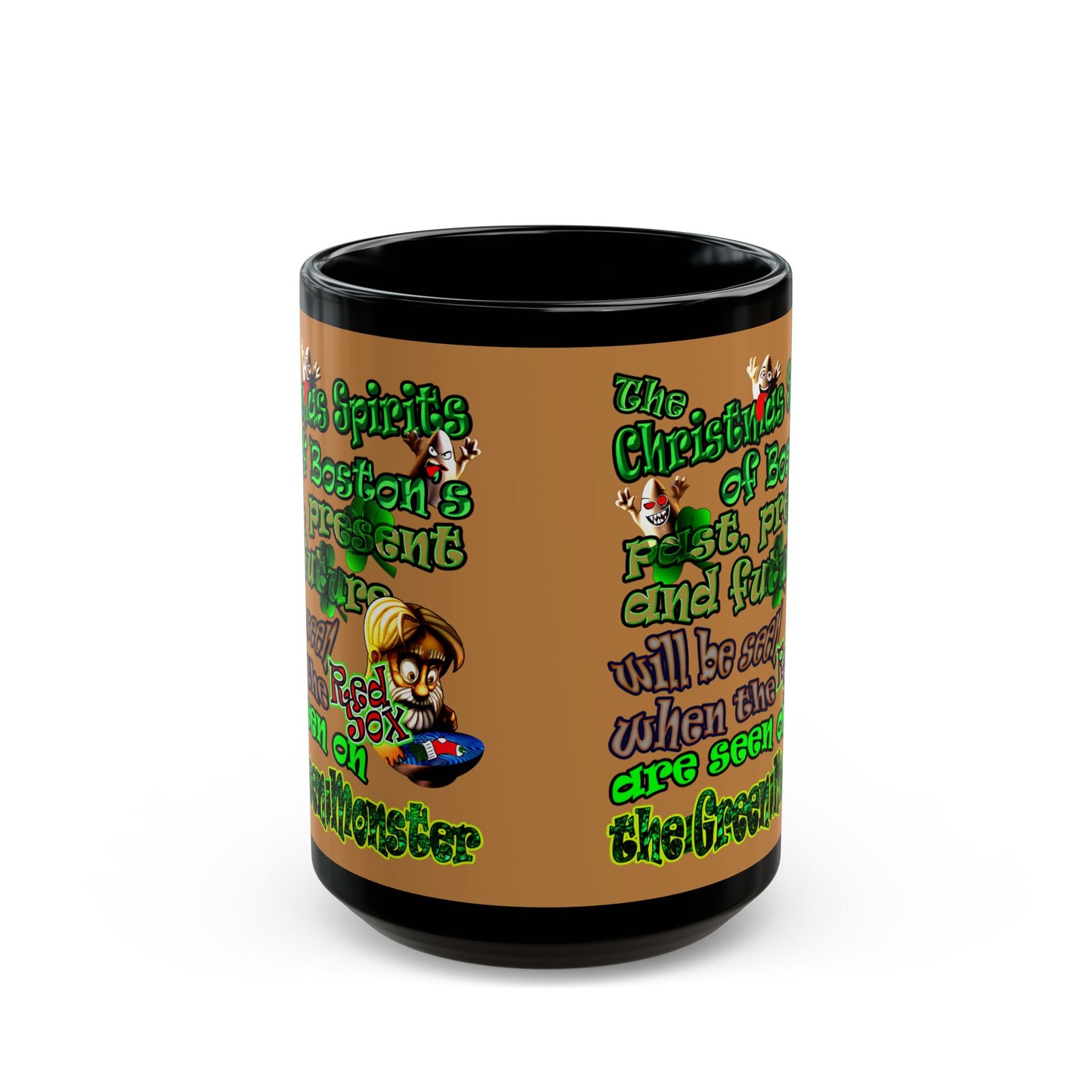 christmas spirits of boston - Black Mug (light brown)