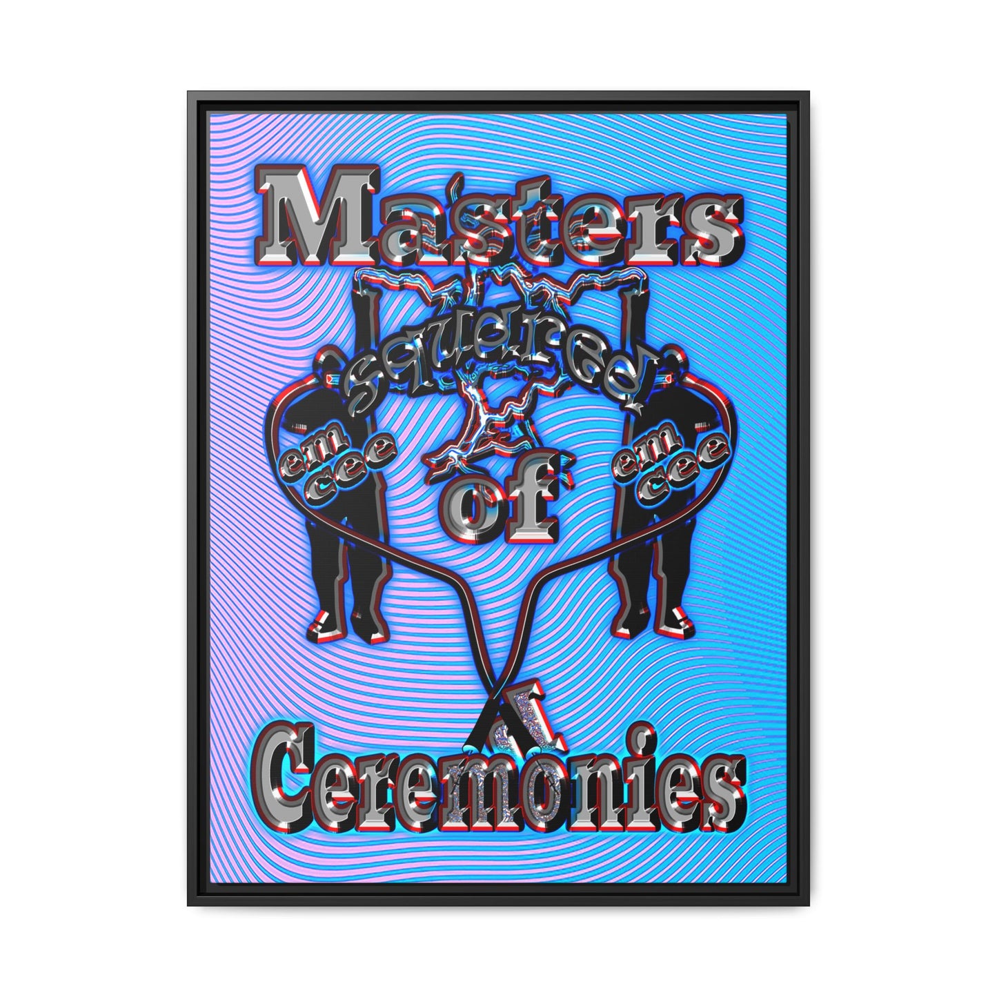 em cee squared - framed canvas art (light blue-purple wave)
