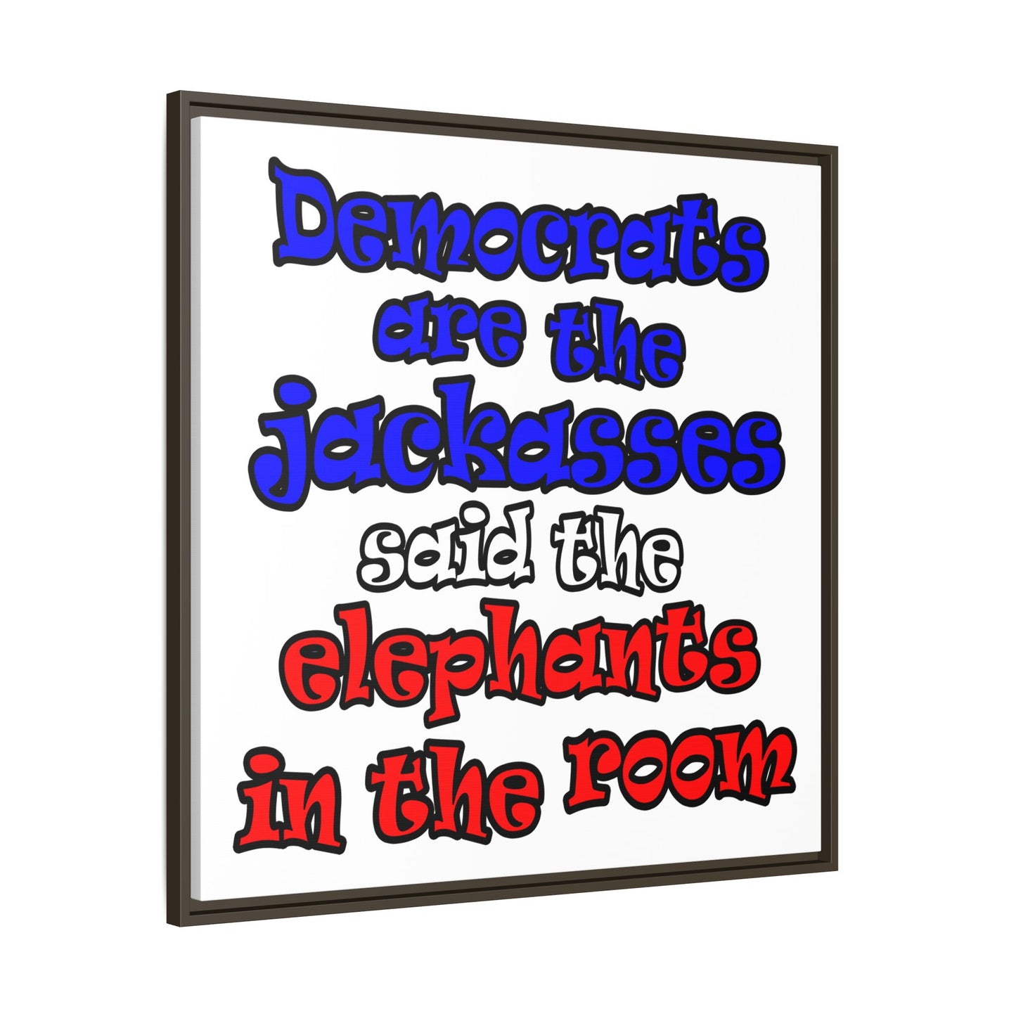 donkeys and elephants - framed canvas art (white)