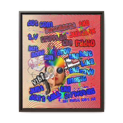 drop the beat - framed canvas art (yellow-orange wave)