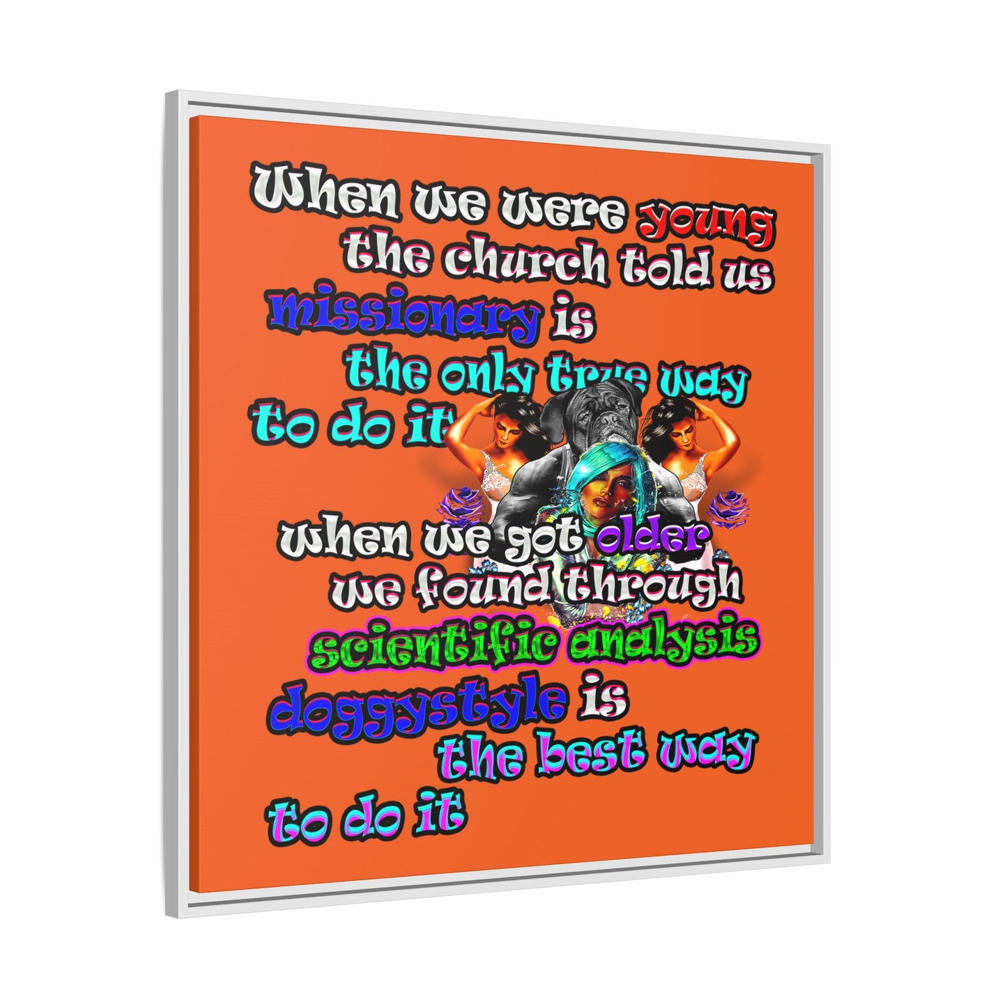 doggystyle - framed canvas art (orange)
