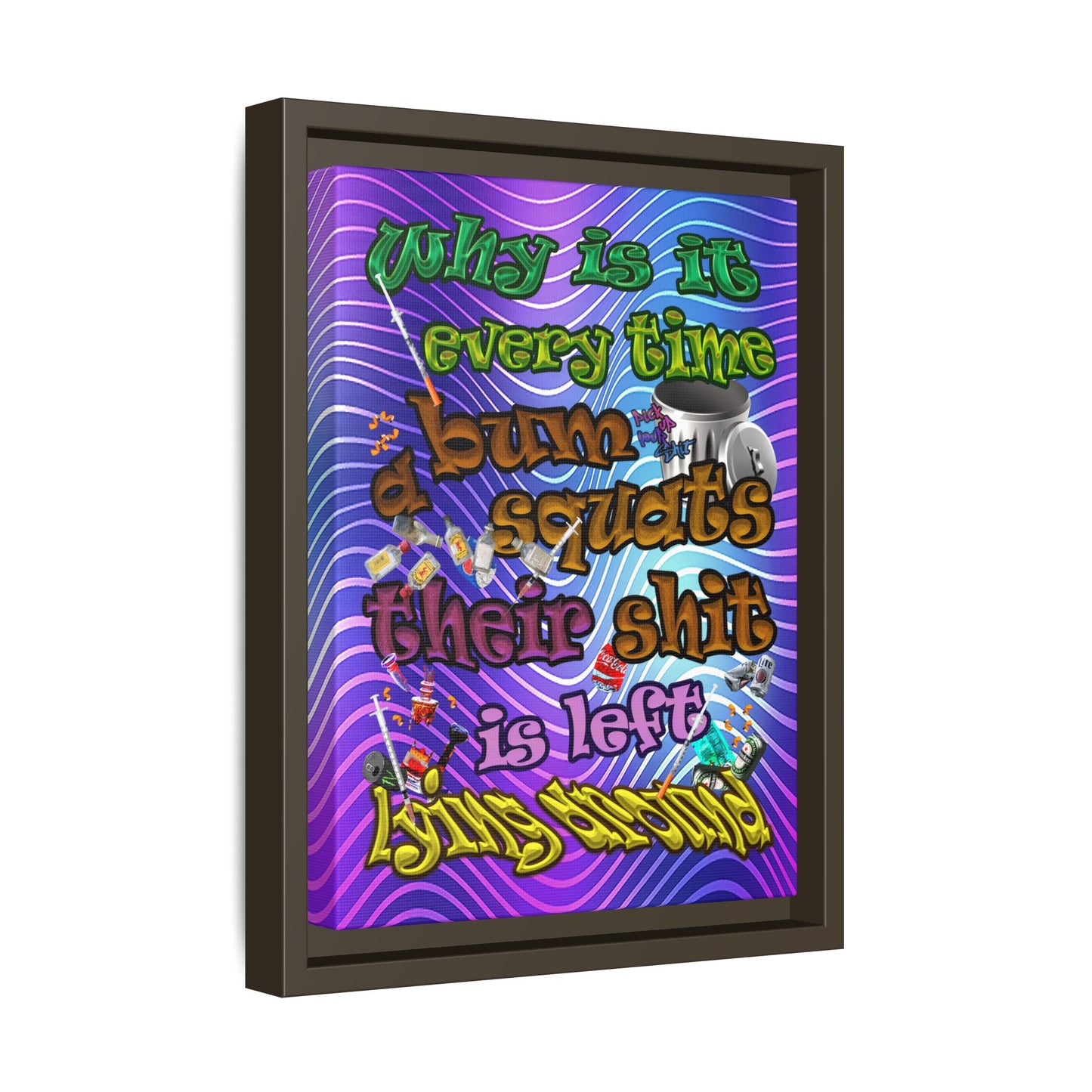 the bum's shit - framed canvas art (purple wave)