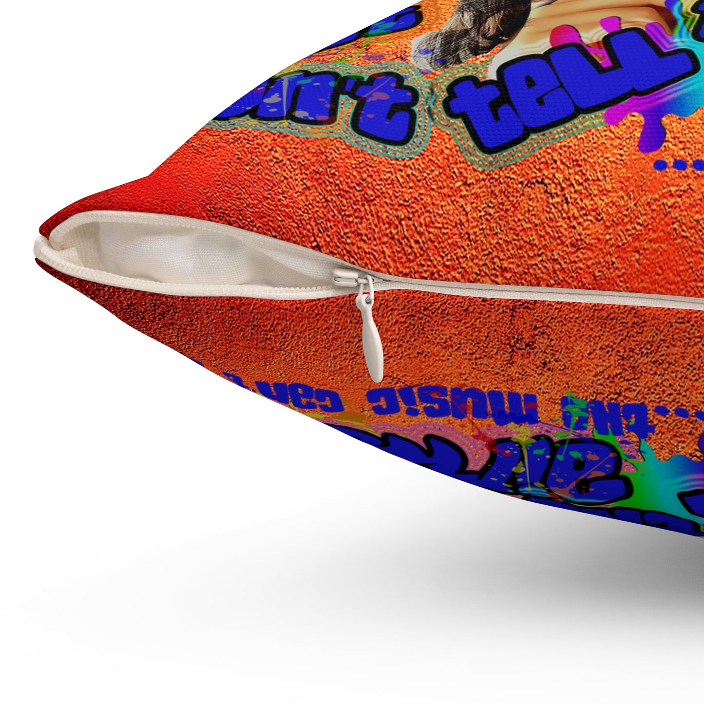 drop the beat - Spun Polyester Square Pillow - (burnt orange)