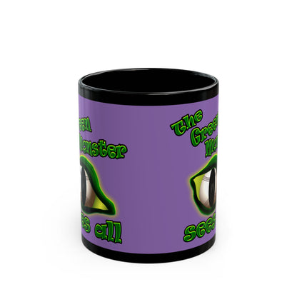 green monster - Black Mug (light purple)
