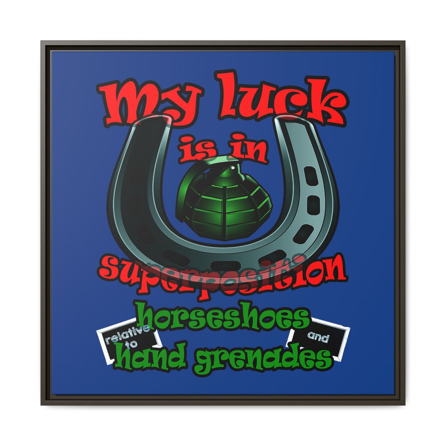 my luck - framed canvas art (dark blue)