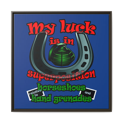 my luck - framed canvas art (dark blue)