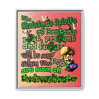 christmas spirits of boston - framed canvas art (yellow-orange wave)