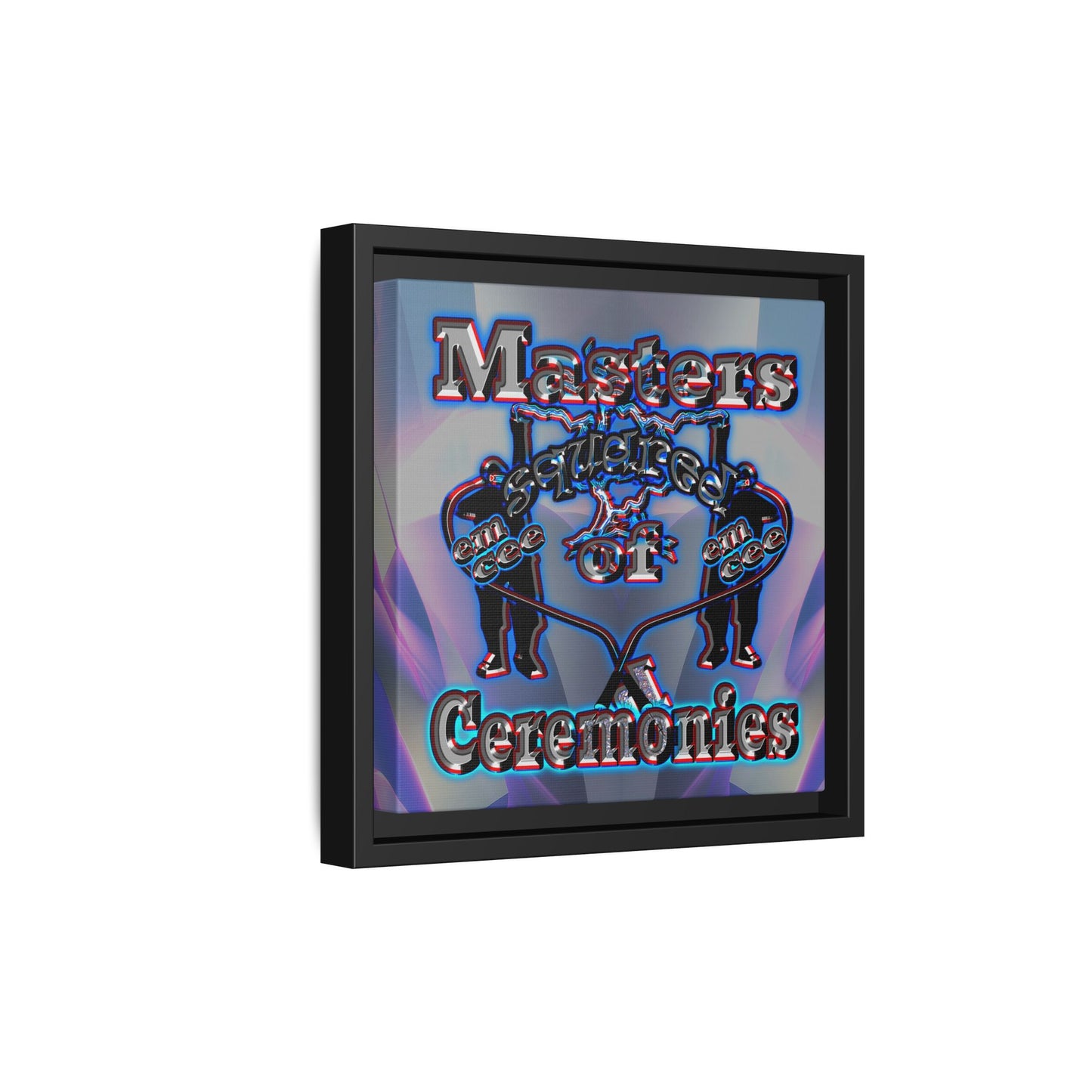 em cee squared - framed canvas art (grey-pink wave)