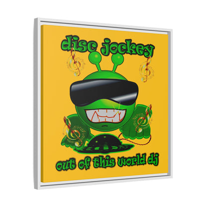 disc jockey - framed canvas art (yellow)
