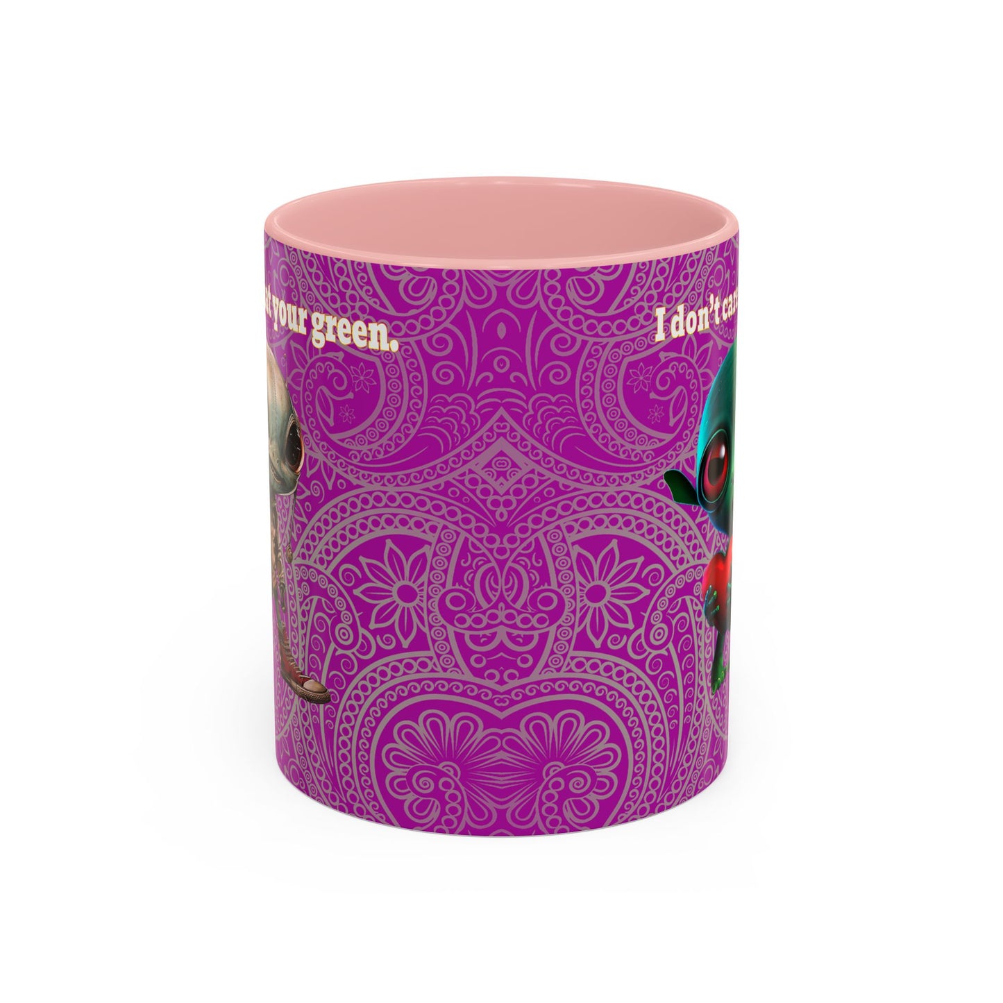 I don't care that your grey - Accent Mug (pink swirl)