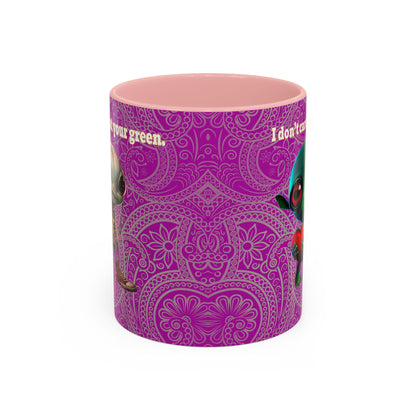 I don't care that your grey - Accent Mug (pink swirl)